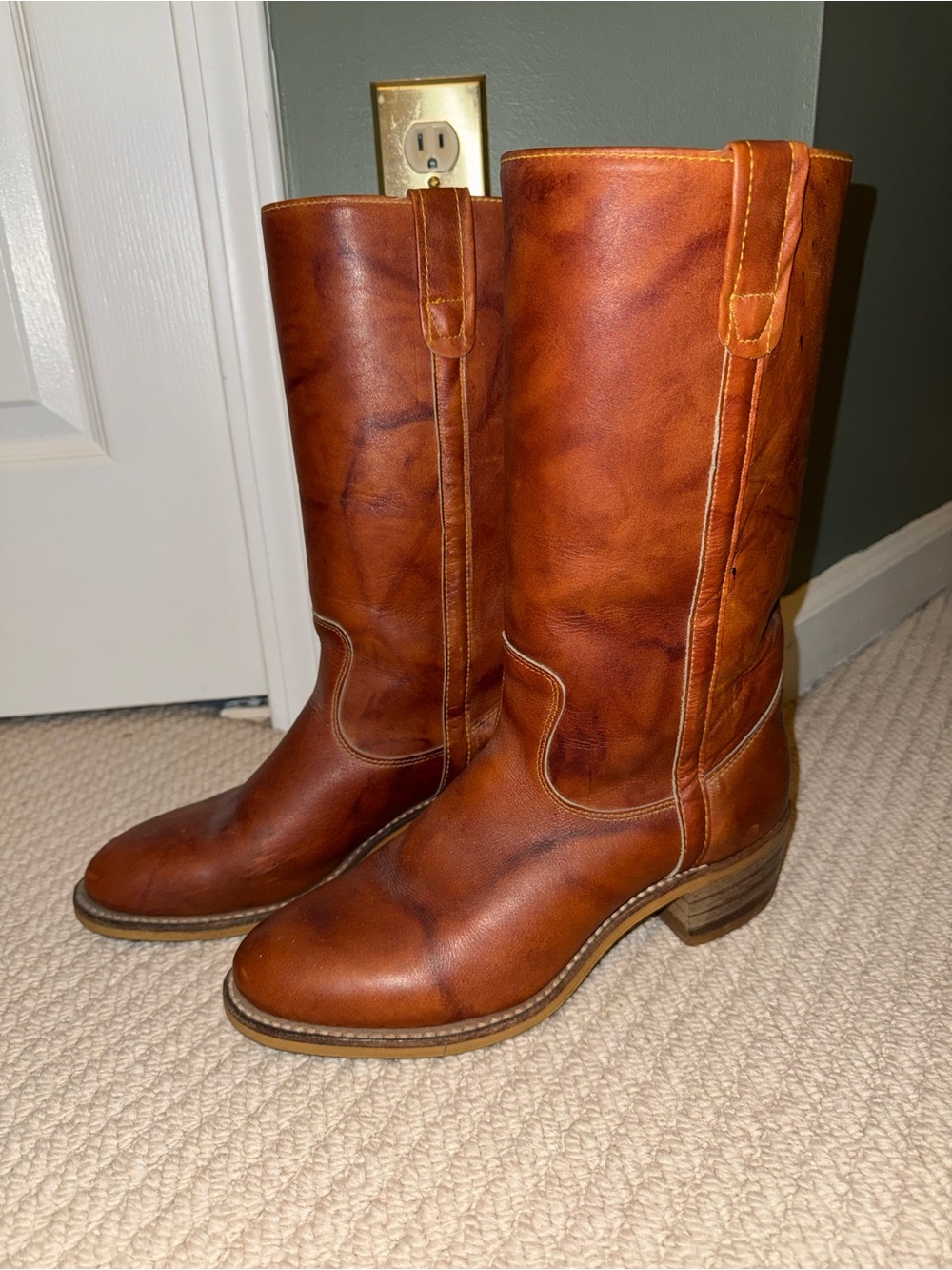 Women's Classic Tall Leather Boots in Cognac